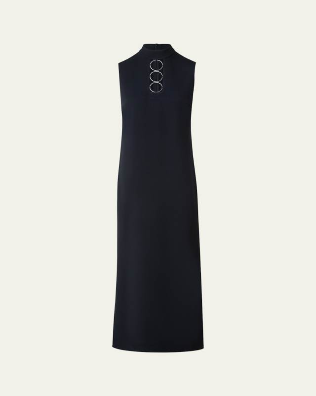 Cutout Ring Hardware Wool Dress
